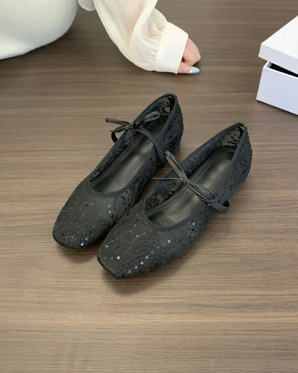 Joan Mesh Ballet Flats for Women - Square Toe Mary Jane Slip-On Flats - Image 5