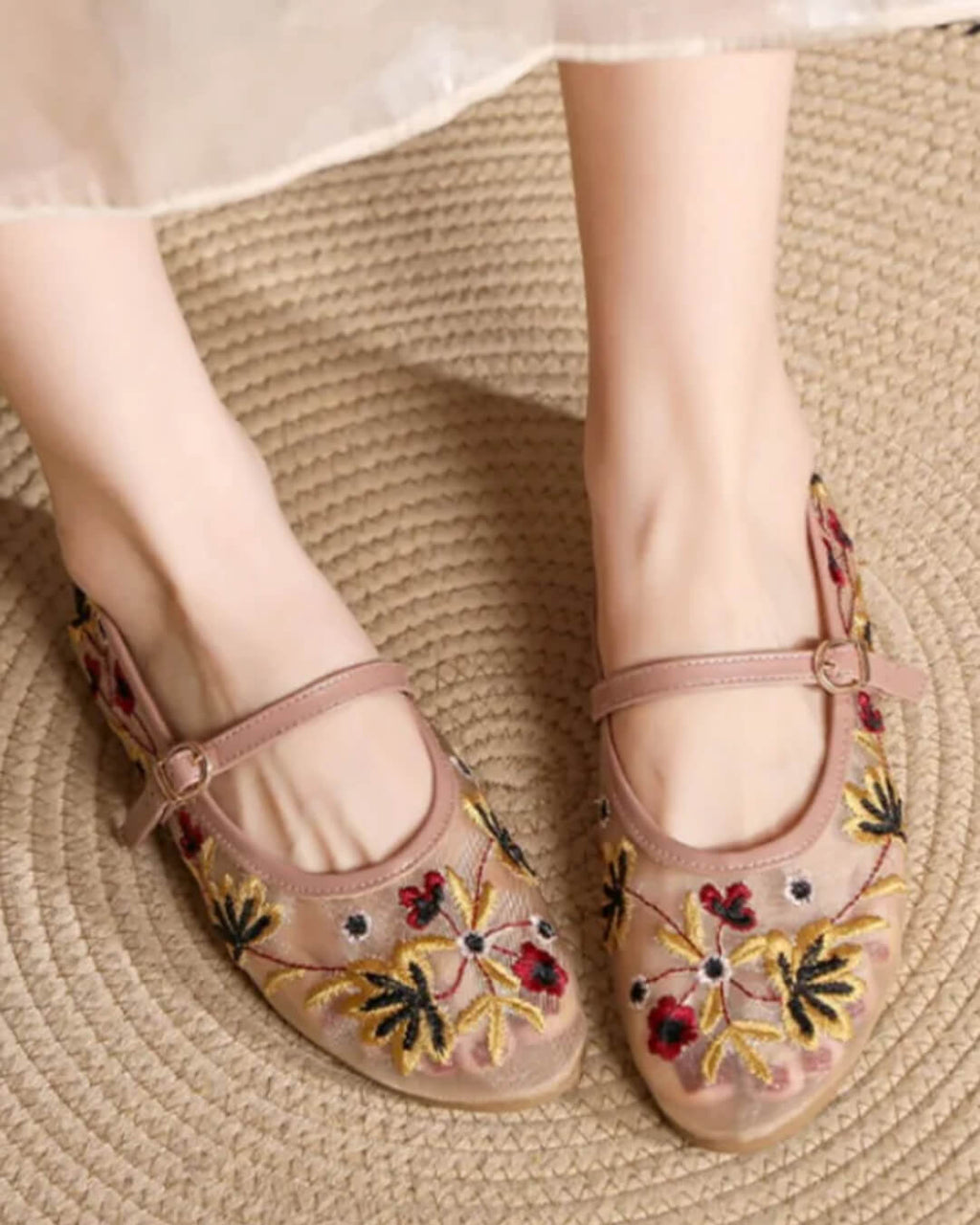 Leah Embroidered Ballet Flats - Women's Fashion Footwear - Image 2