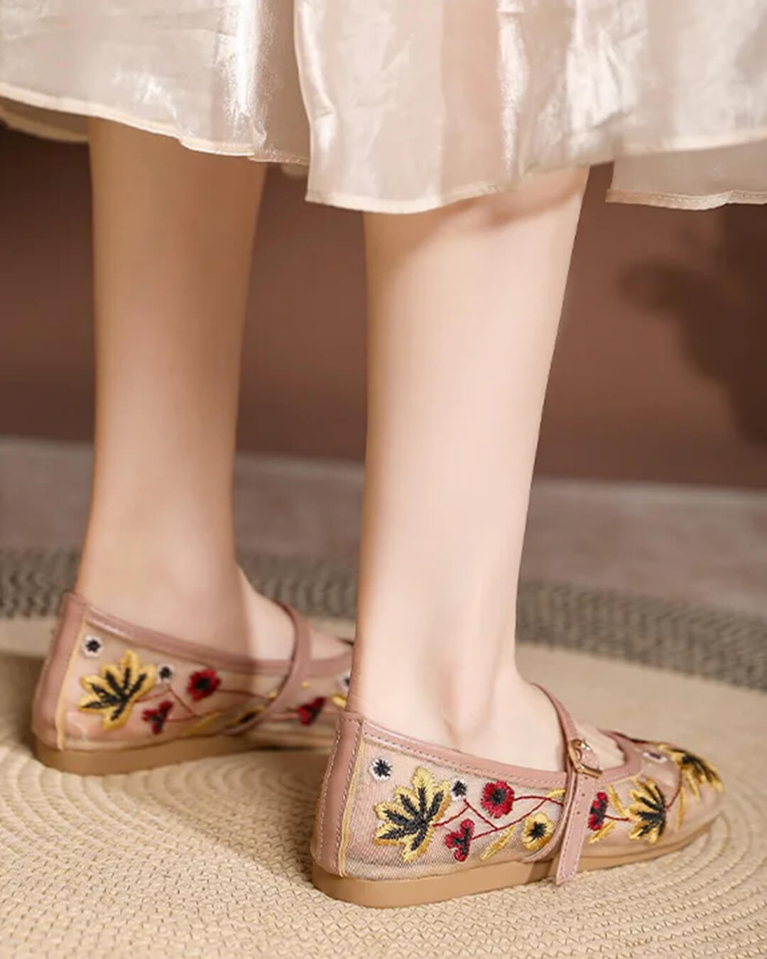 Leah Embroidered Ballet Flats - Women's Fashion Footwear - Image 4