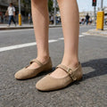Morgana Women's Suede Mary Jane Ballet Flats - Round Toe Shoes - Image 2
