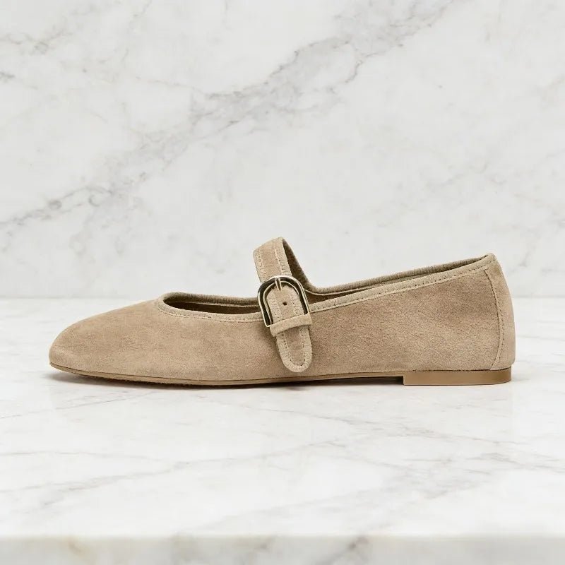 Morgana Women's Suede Mary Jane Ballet Flats - Round Toe Shoes - Image 6