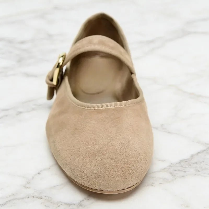 Morgana Women's Suede Mary Jane Ballet Flats - Round Toe Shoes - Image 4