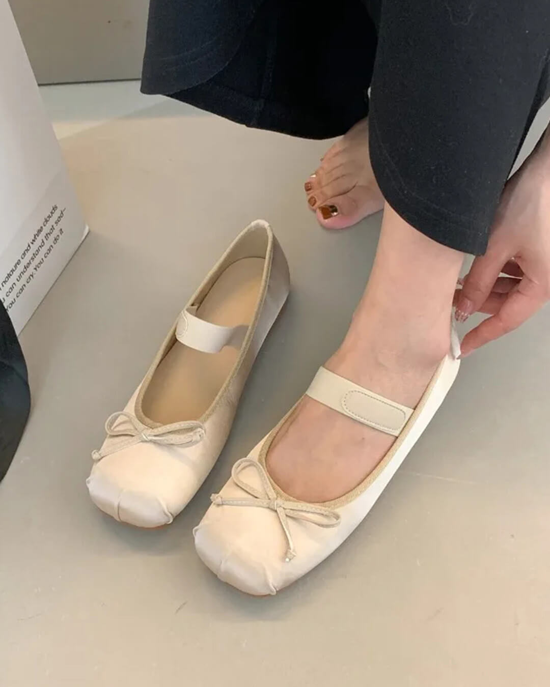 Pamela Bowtie Satin Ballet Flats - Women's Fashion Footwear - Image 5