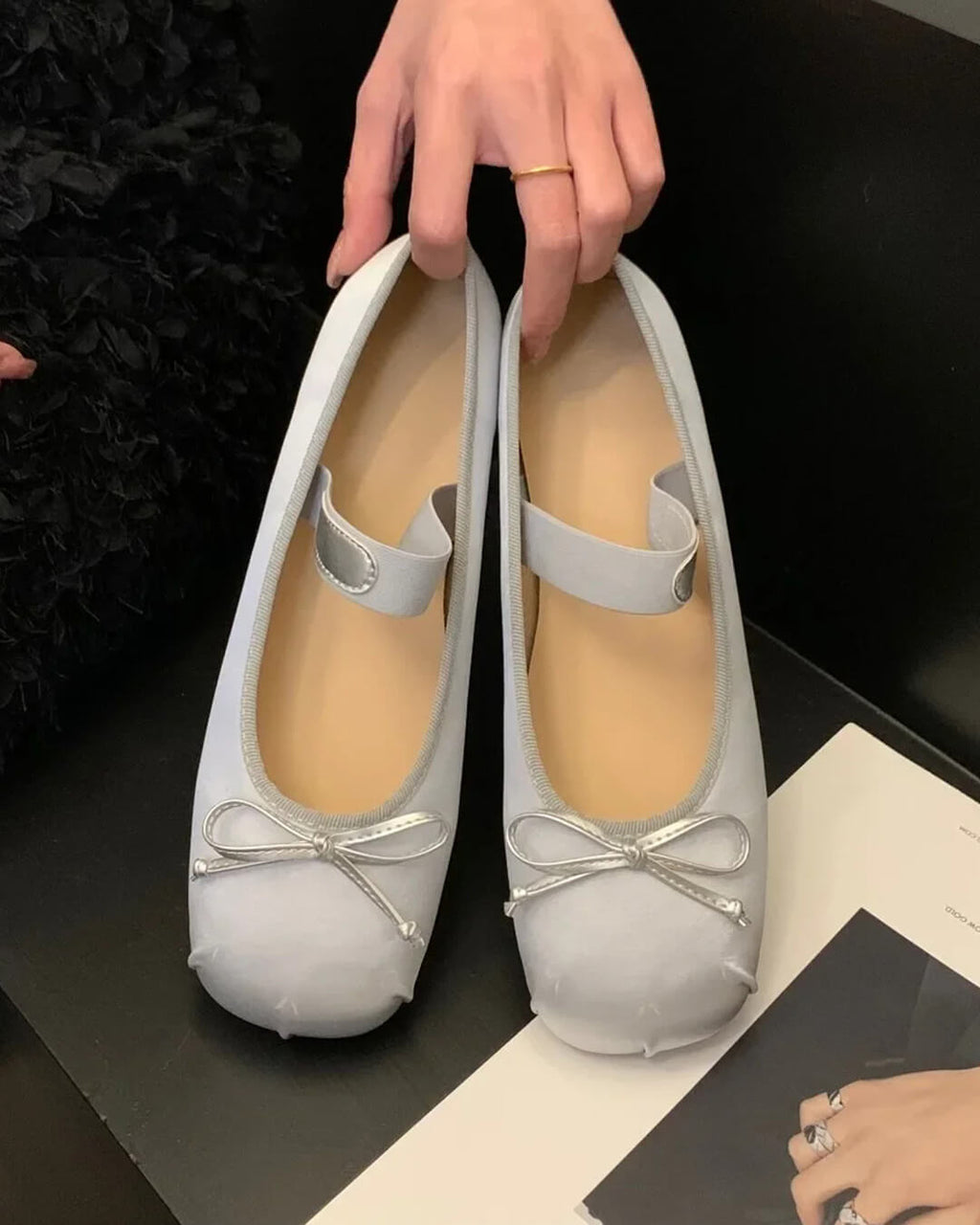 Pamela Bowtie Satin Ballet Flats - Women's Fashion Footwear - Image 4
