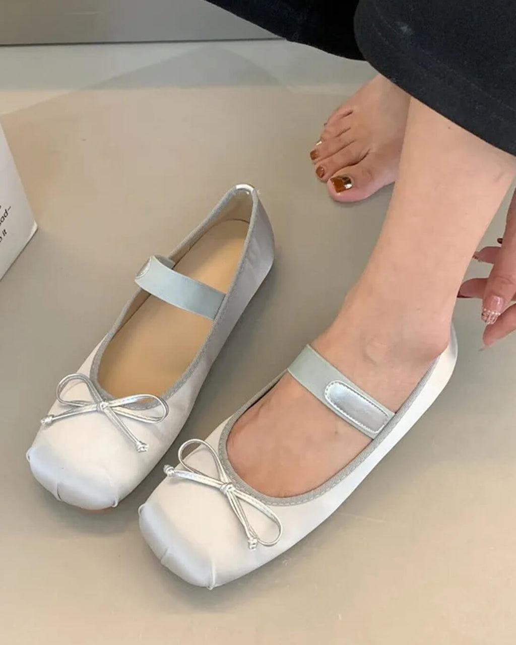 Pamela Bowtie Satin Ballet Flats - Women's Fashion Footwear - Image 3
