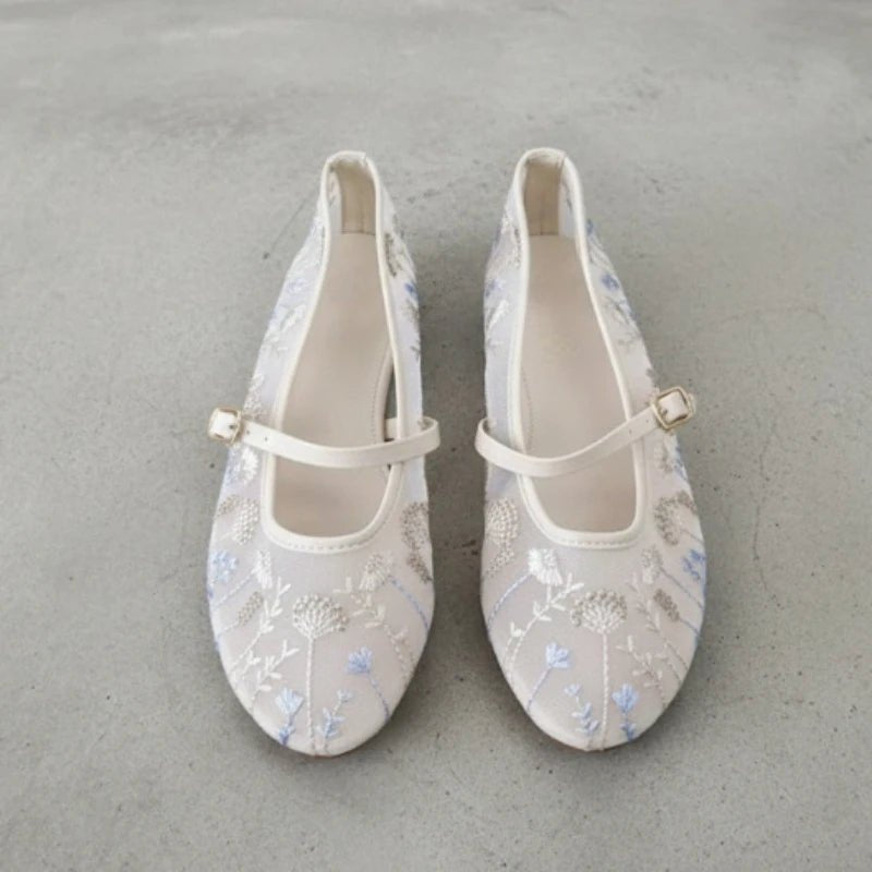 Priscilla Embroidered Ballet Flats - Women's Fashion Footwear - Image 3