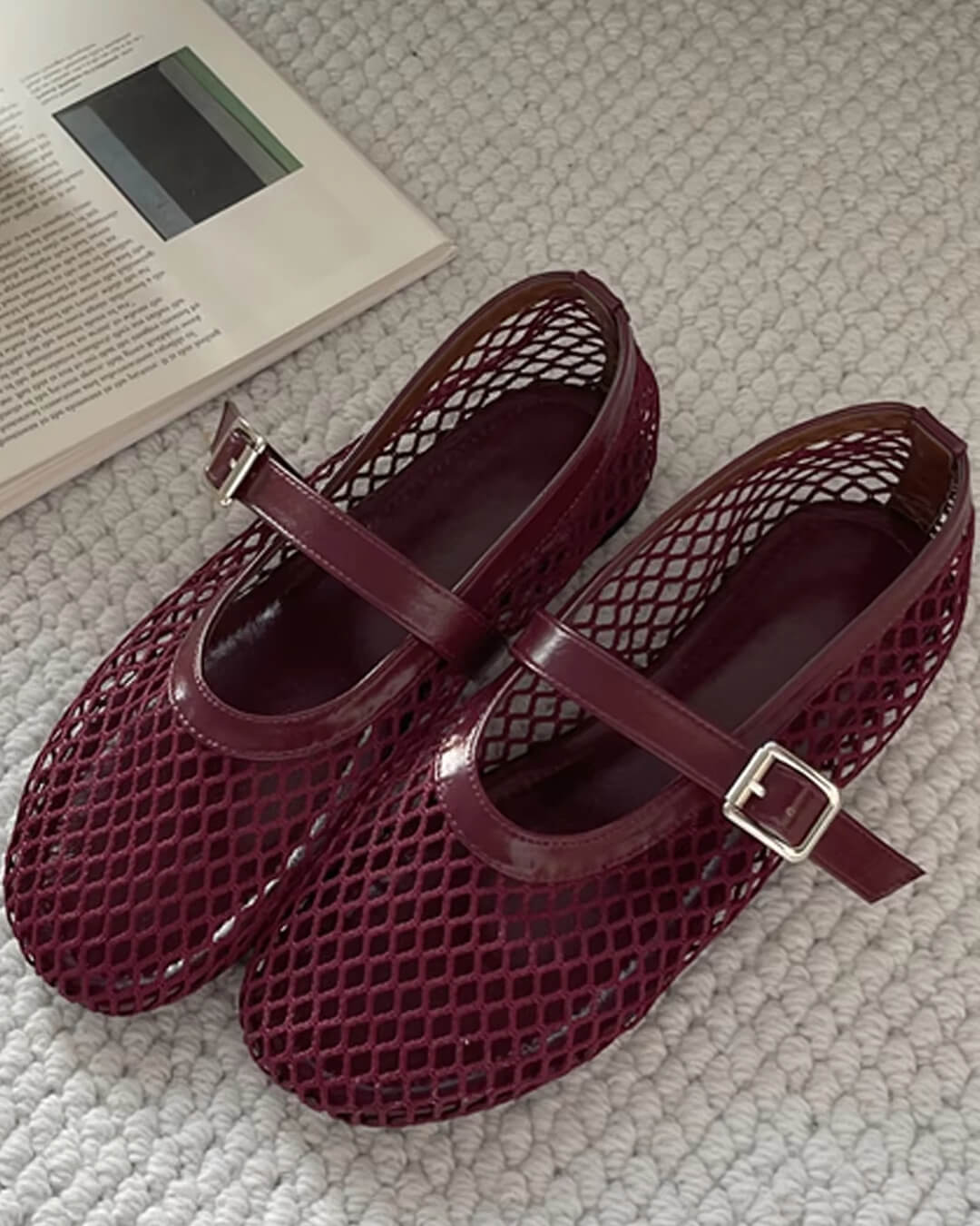 Rebecca Breathable Sheer Mesh Mary Jane Ballet Flats with Strap - Image 11