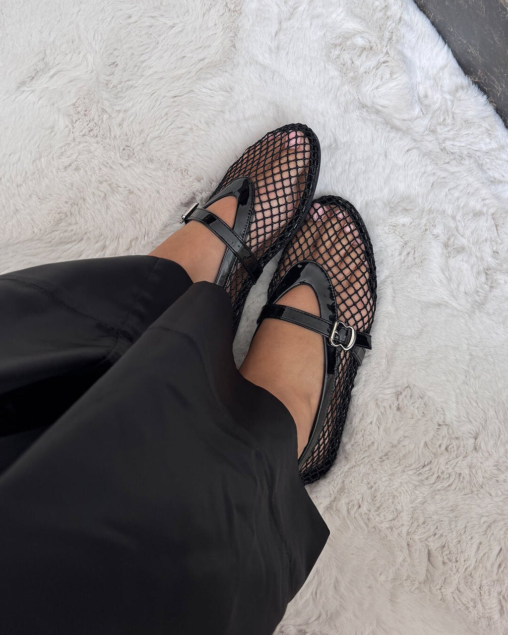 Rebecca Breathable Sheer Mesh Mary Jane Ballet Flats with Strap - Image 5