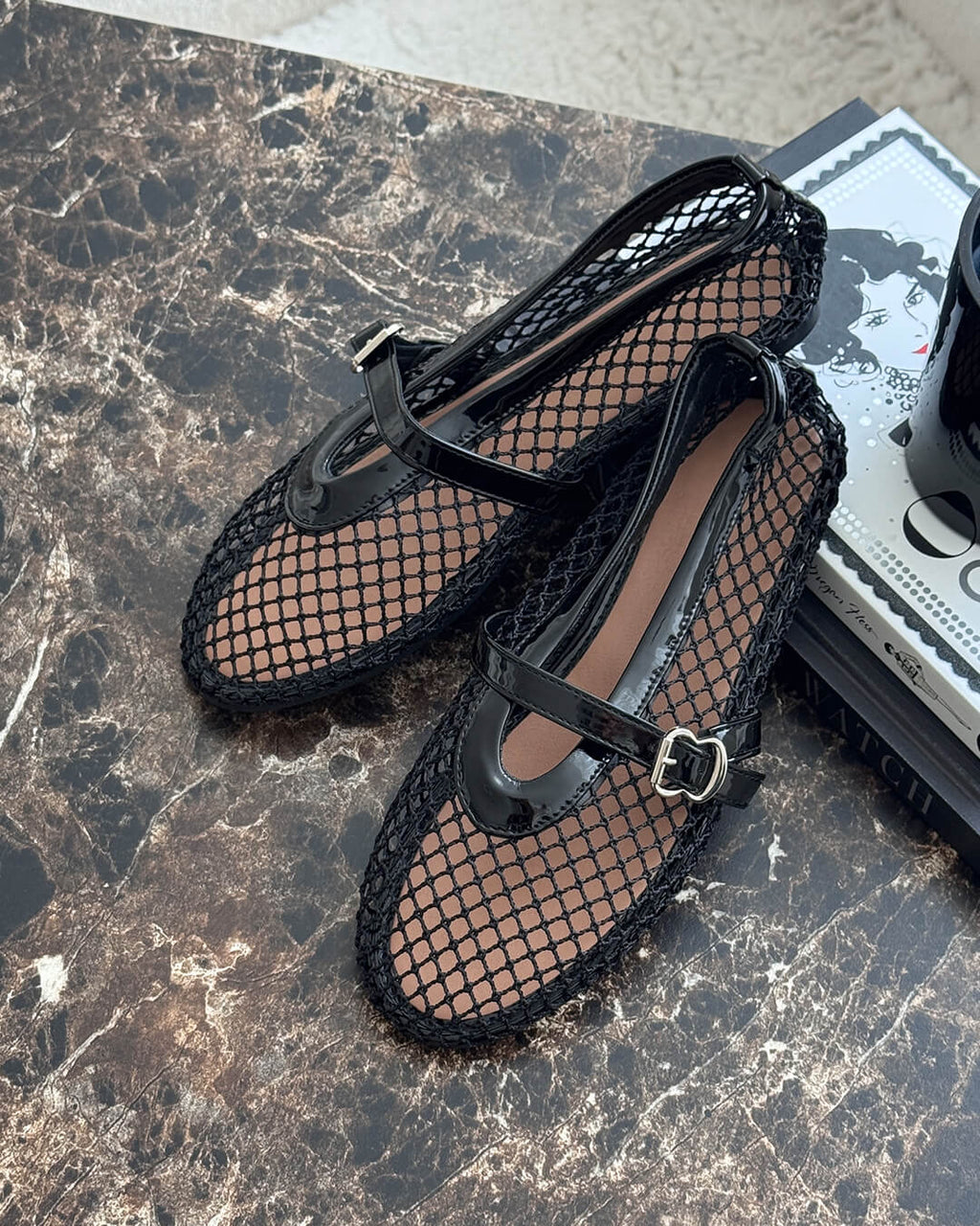 Rebecca Breathable Sheer Mesh Mary Jane Ballet Flats with Strap - Image 3