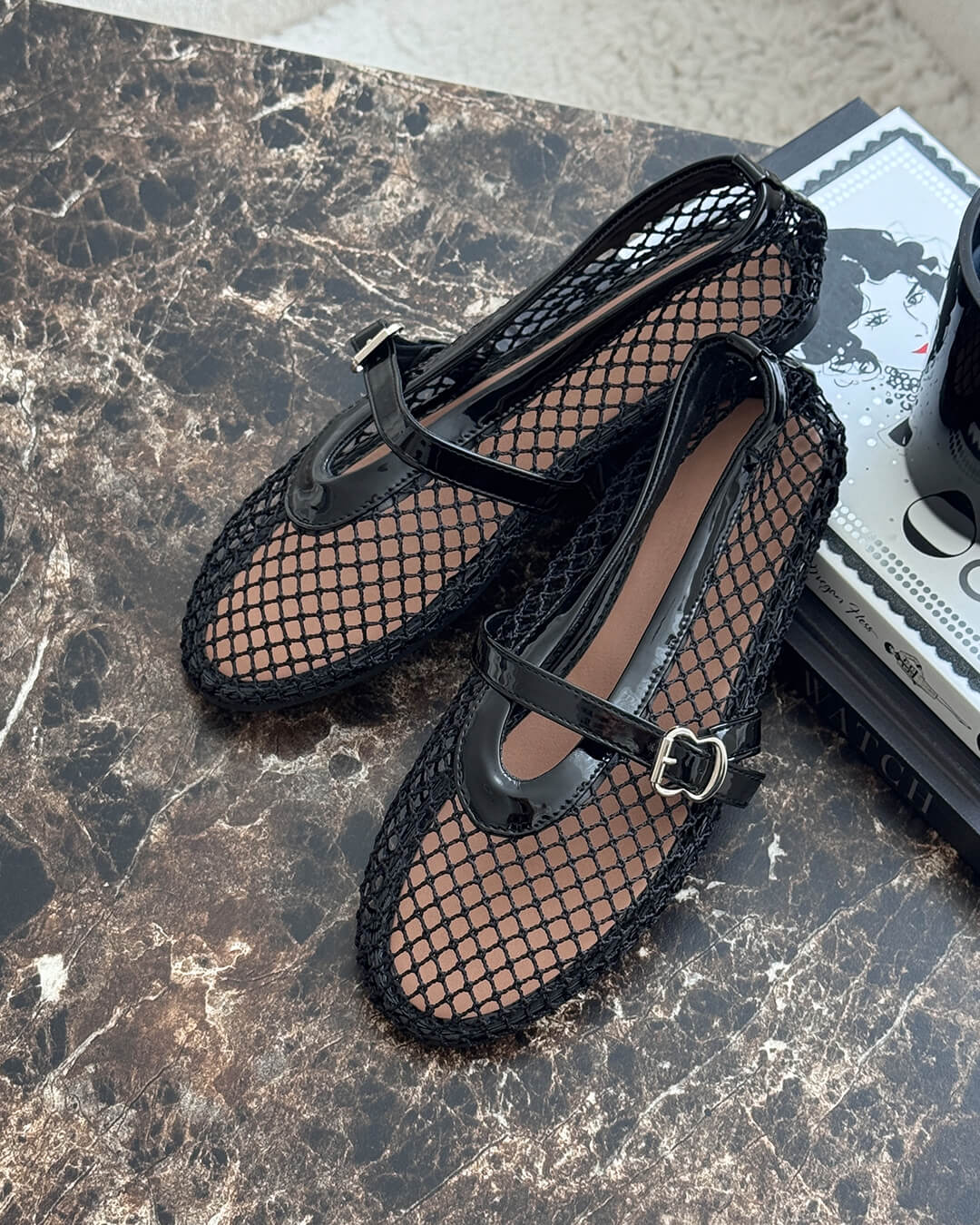 Rebecca Breathable Sheer Mesh Mary Jane Ballet Flats with Strap - Image 3