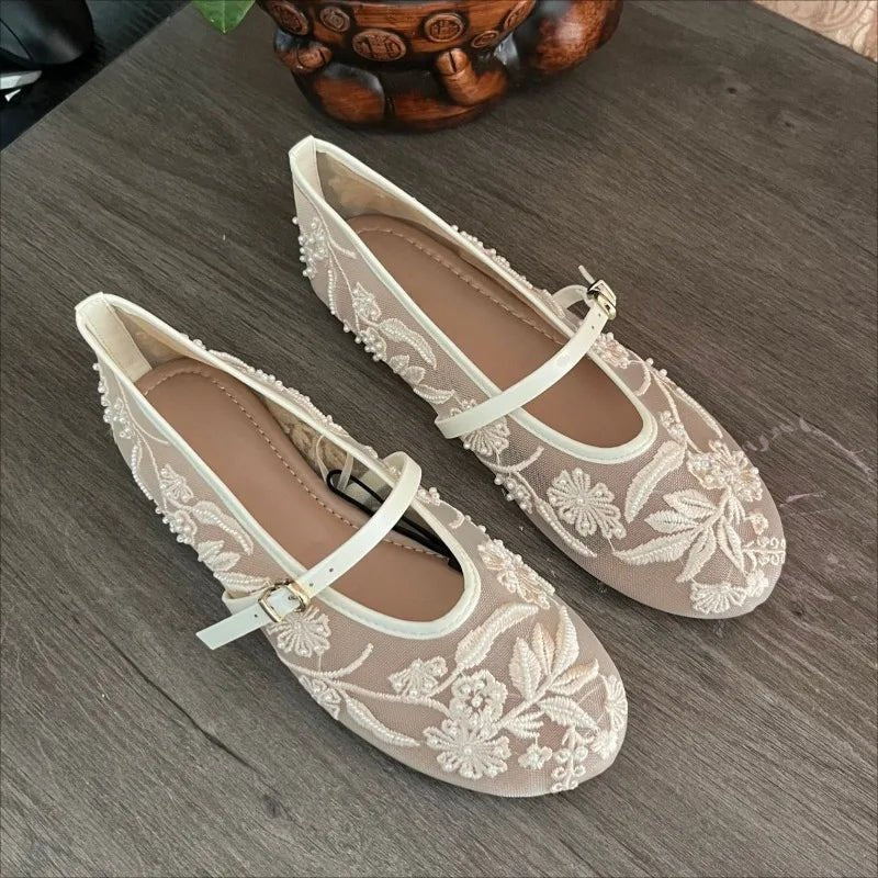 Sarah Beaded Mesh Ballet Flats - Women's Fashion Footwear - Image 8