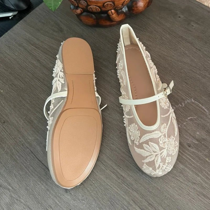 Sarah Beaded Mesh Ballet Flats - Women's Fashion Footwear - Image 9
