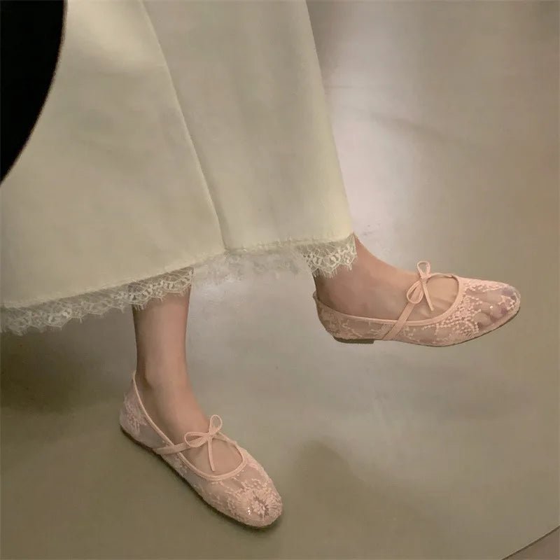 Saskia Embroidered Mesh Ballet Flats - Women's Fashion Footwear - Image 3