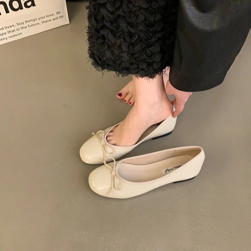 Suzette Bowtie Women's Ballet Flats - Patent Leather Dressy Flats - Image 6