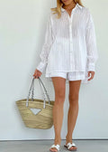 Bridget Striped Cotton Shirt and Shorts Set - Women's Casual Shorts - Image 2
