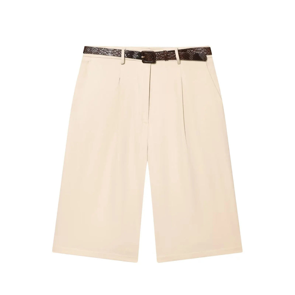 Florentine High Waist Bermuda Shorts with Belt - Women's Casual Shorts - Image 6