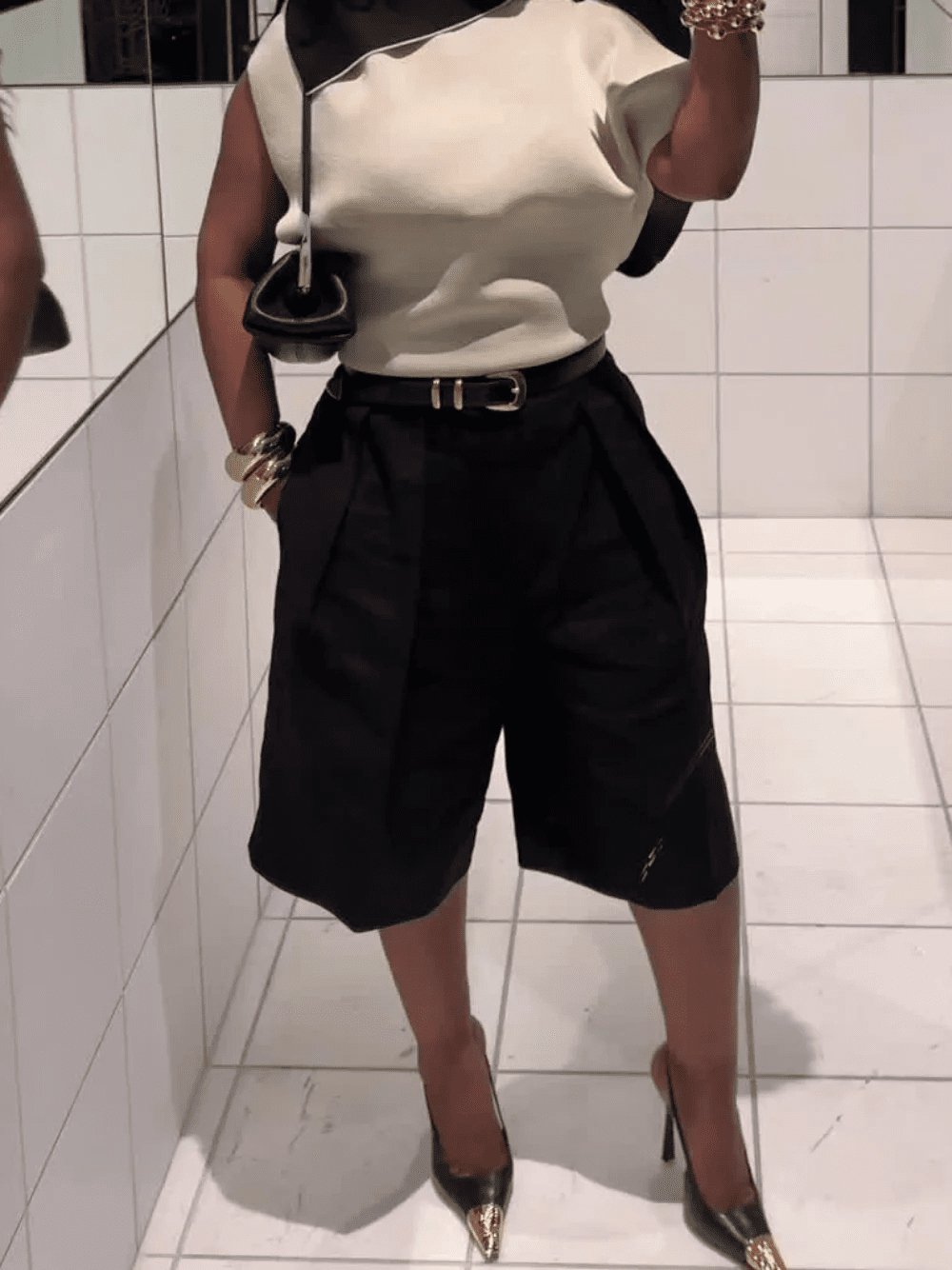 Florentine High Waist Bermuda Shorts with Belt - Women's Casual Shorts - Image 2