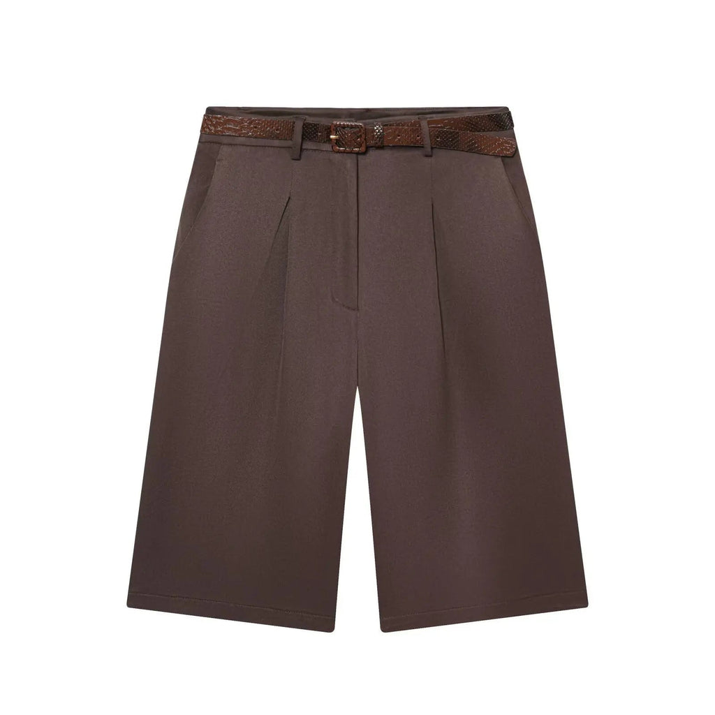 Florentine High Waist Bermuda Shorts with Belt - Women's Casual Shorts - Image 4