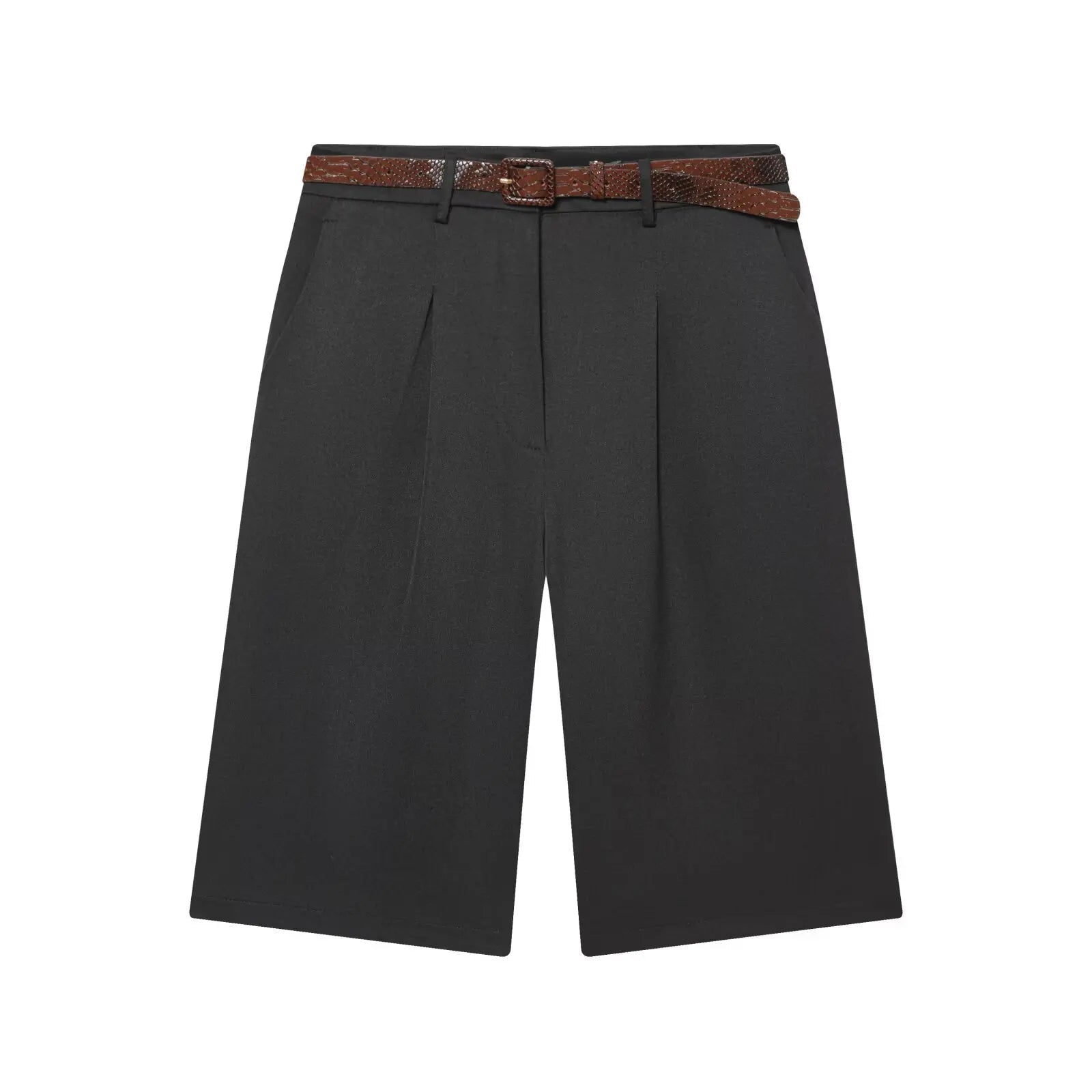 Florentine High Waist Bermuda Shorts with Belt - Women's Casual Shorts - Image 3