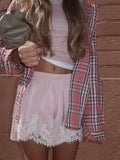 Laura Lace Patchwork Satin Shorts - Women's Casual Shorts - Image 5
