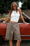 Lyric Leopard Print Cotton Shorts - Women's Casual Shorts