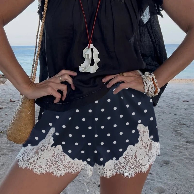 Lucy Lace Polka Dot Satin Shorts - Women's Casual Shorts - Image 8