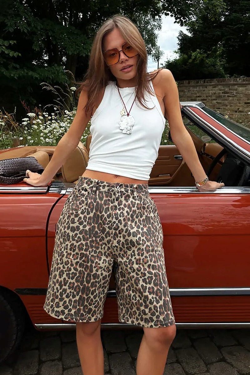 Nicole Leopard Print Shorts - Women's Casual Shorts