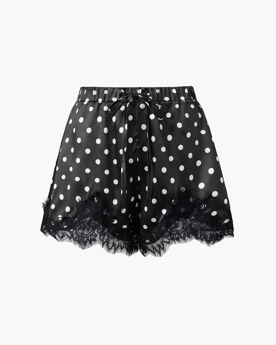 Paula Black Polka Dot Satin Short - Women's Casual Shorts