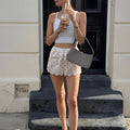 Pauleen Polka Dot Lace Trim Shorts - Women's Casual Shorts