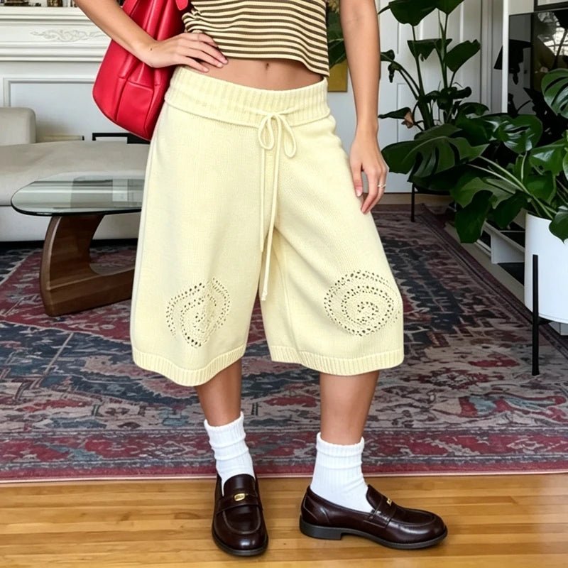Sabina Knit Wide-Leg Culottes Shorts - Women's Casual Shorts - Image 3
