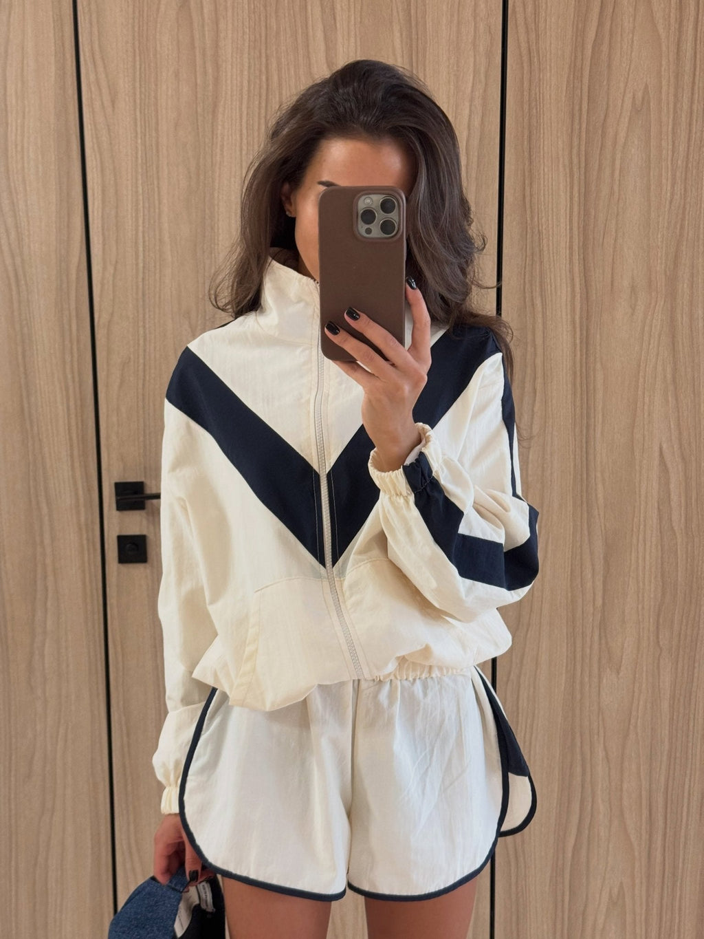 Ellen Chevron Windbreaker Shorts Set - Women's Coordinated Shorts Outfit - Image 6