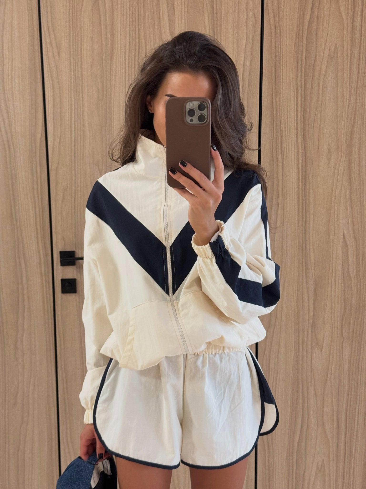 Ellen Chevron Windbreaker Shorts Set - Women's Coordinated Shorts Outfit - Image 6