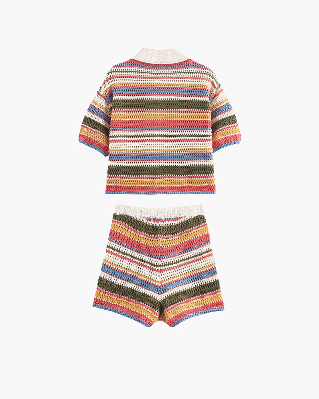 Margot Striped Knit Crop Set - Women's Coordinated Shorts Outfit - Image 8