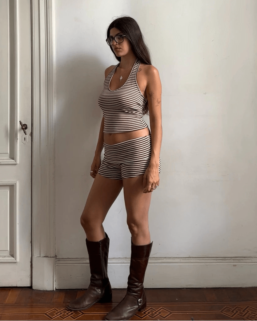 Lucy Striped Halter Tank and Shorts Set - Women's Coordinated Shorts Outfit - Image 8