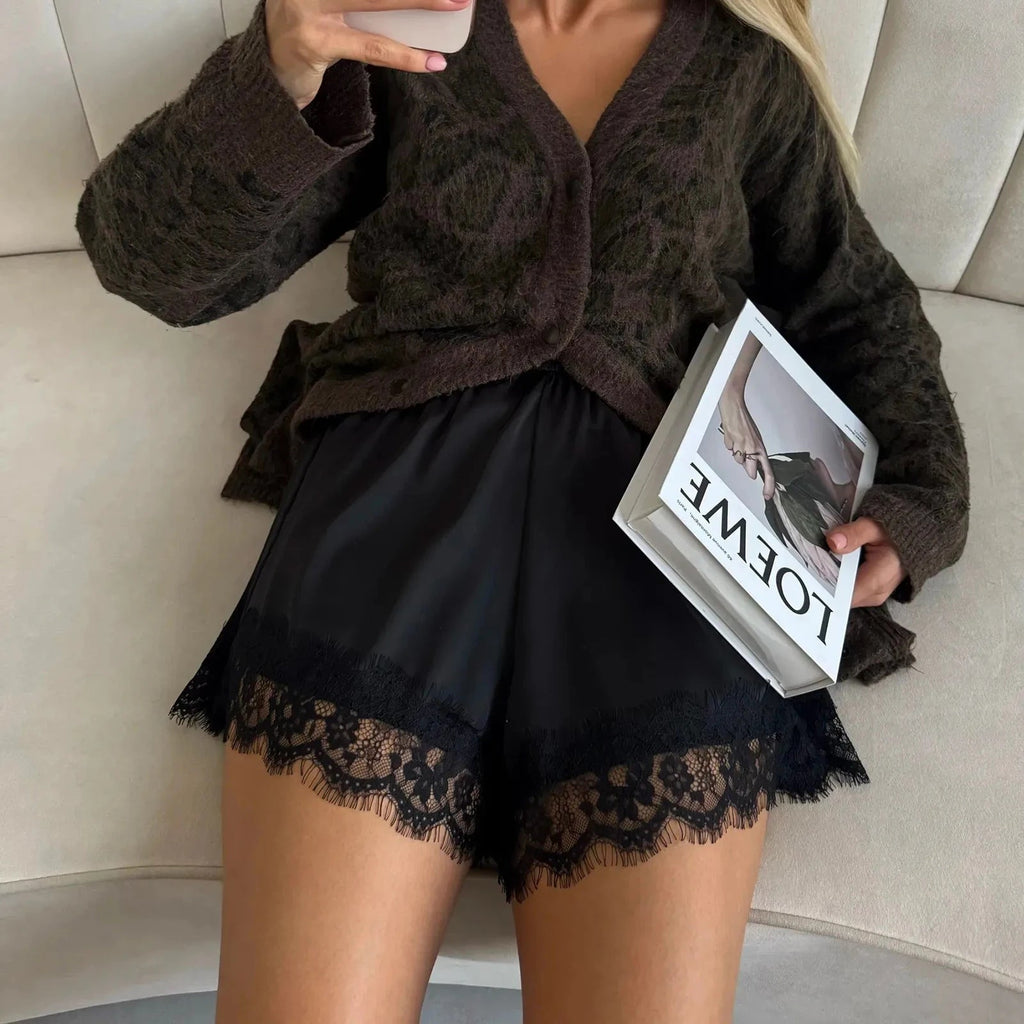 Suzette Lace Satin Shorts - Women's Casual Shorts - Image 7