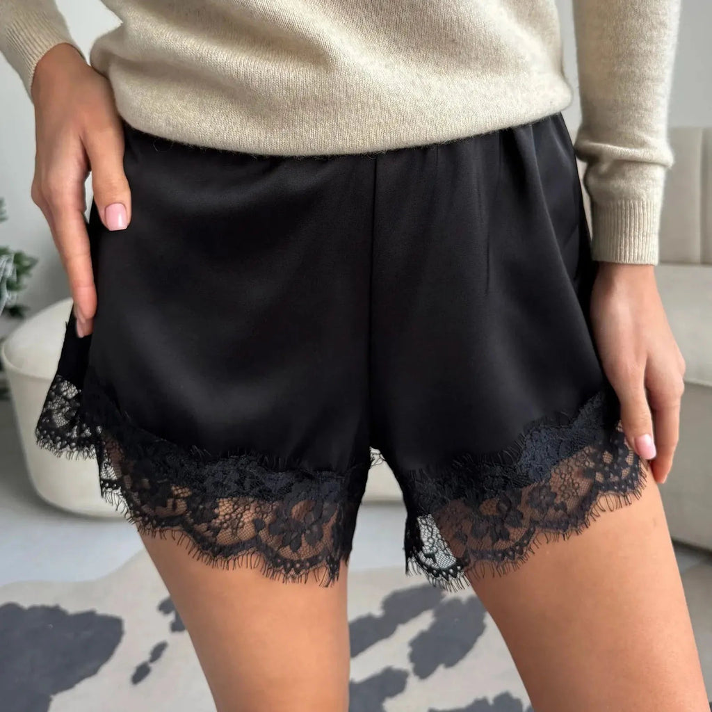 Suzette Lace Satin Shorts - Women's Casual Shorts - Image 6