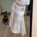 Sabrina Paisley Lace Midi Skirt - Women's Fashion Skirt - Image 2