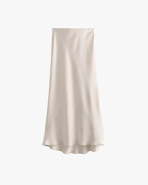 Anais High Waist Black Satin Midi Skirt for Women - Elegant Satin Skirt - Image 2