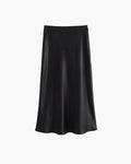 Anais High Waist Black Satin Midi Skirt for Women - Elegant Satin Skirt
