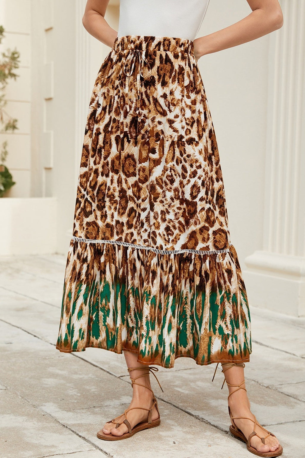 Valerie Boho Ruffle Floral Maxi Skirt - Women's Fashion Skirt - Image 3