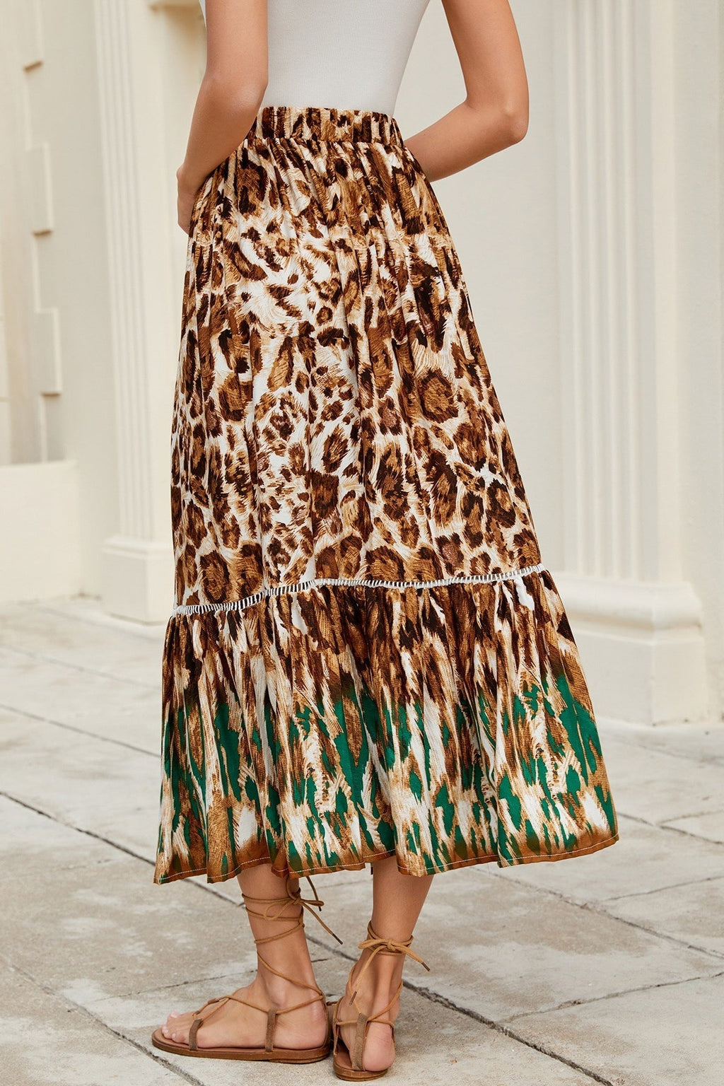 Valerie Boho Ruffle Floral Maxi Skirt - Women's Fashion Skirt - Image 4