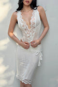 Guinevere Lace Trim Tie Back Skirt Set - Women's Fashion Skirt