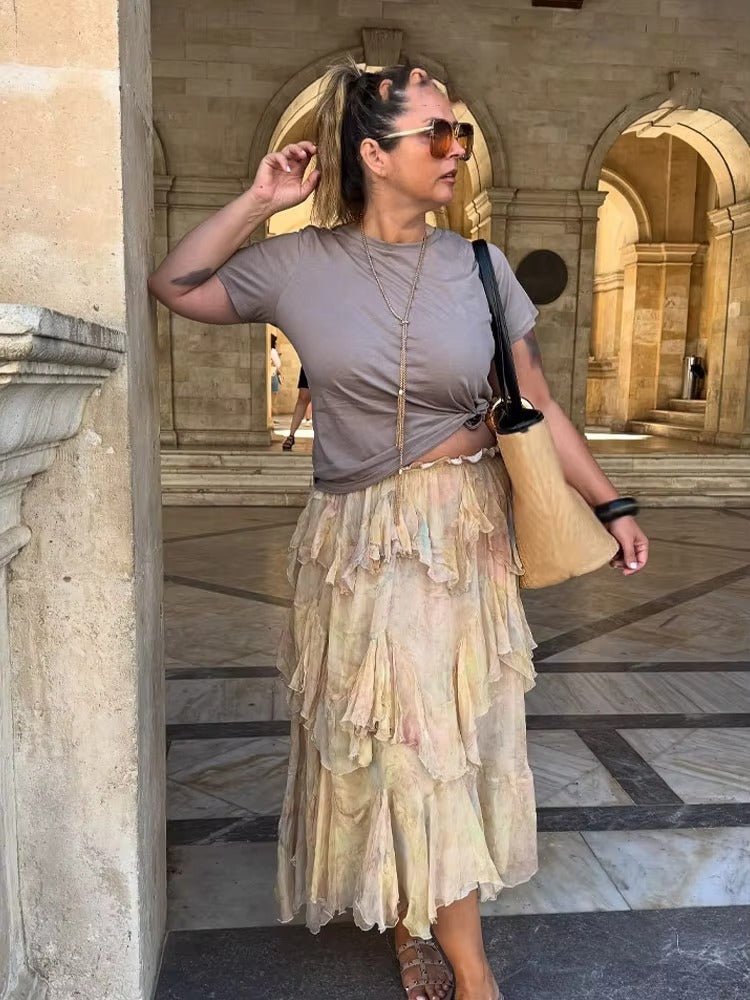 Serena Tiered Boho Maxi Skirt - Women's Fashion Skirt - Image 4