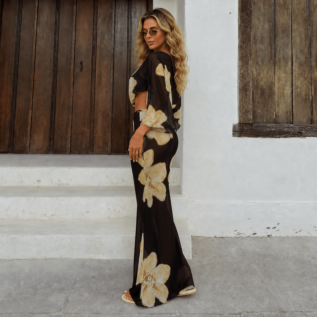 Sofia Floral Maxi Skirt Set - Women's Coordinated Two-Piece Outfit - Image 3