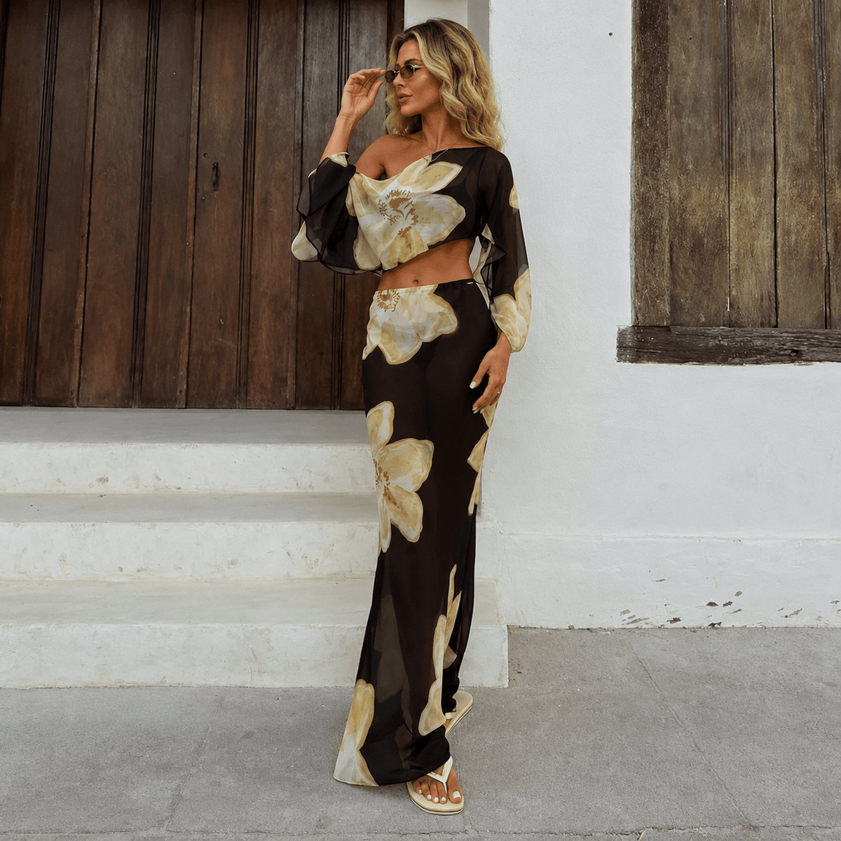Sofia Floral Maxi Skirt Set - Women's Coordinated Two-Piece Outfit
