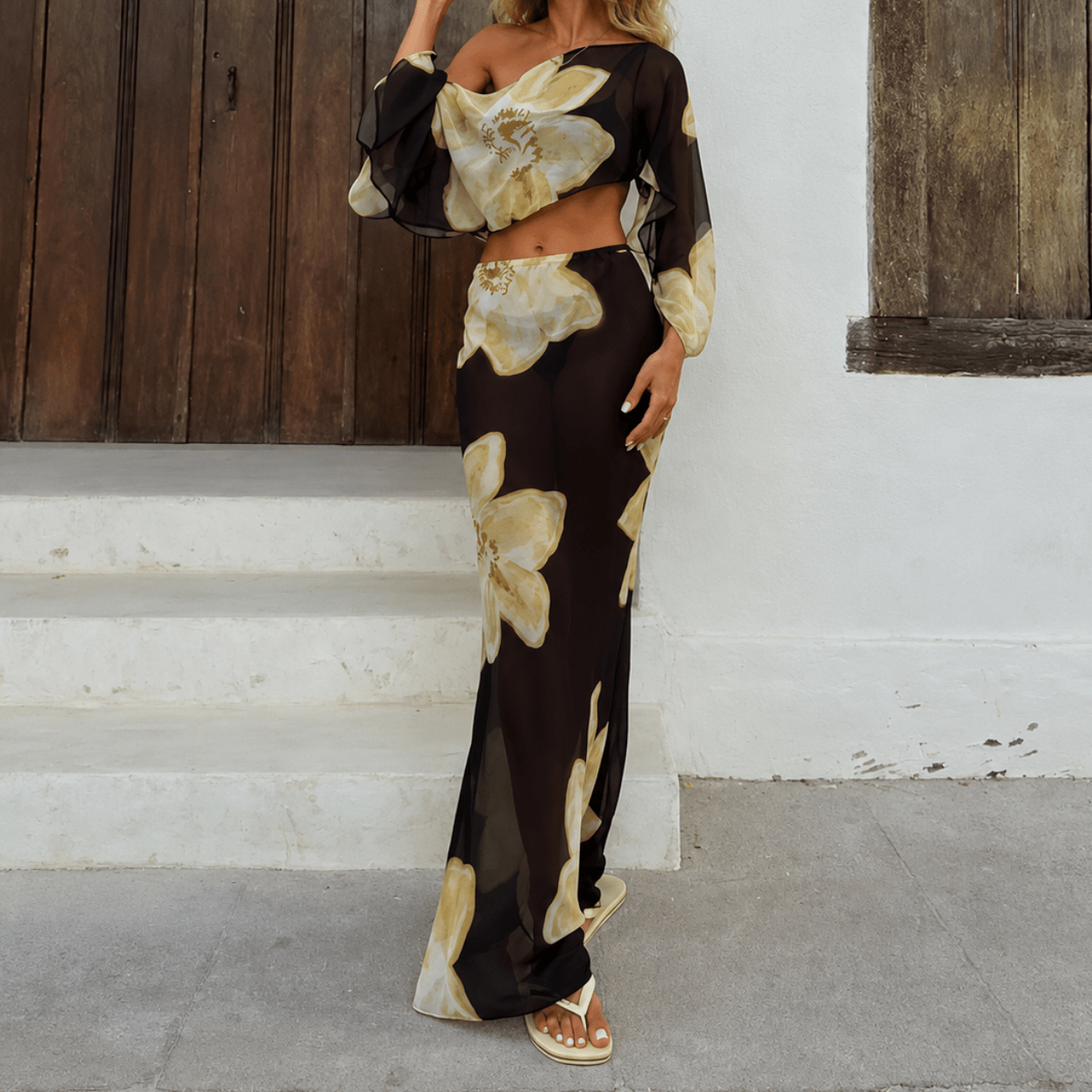 Sofia Floral Maxi Skirt Set - Women's Coordinated Two-Piece Outfit - Image 2