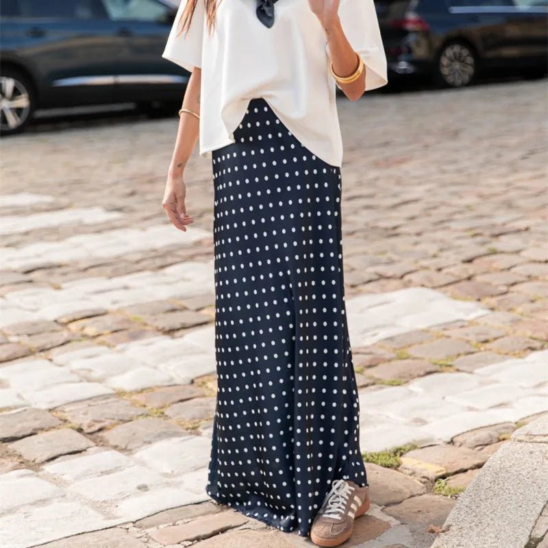 Beatrice Polka Dot Satin Maxi Skirt - Women's Fashion Skirt - Image 5