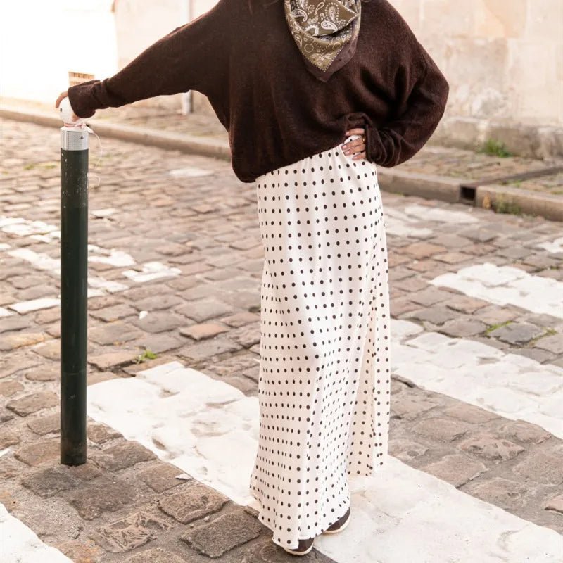 Beatrice Polka Dot Satin Maxi Skirt - Women's Fashion Skirt - Image 2