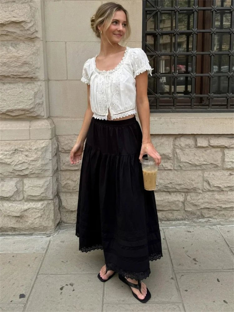 Celeste High-Waist Lace Maxi Skirt - Women's Fashion Skirt - Image 5