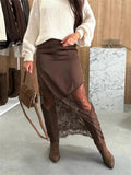 Lia Satin Lace Maxi Skirt - Women's Fashion Skirt